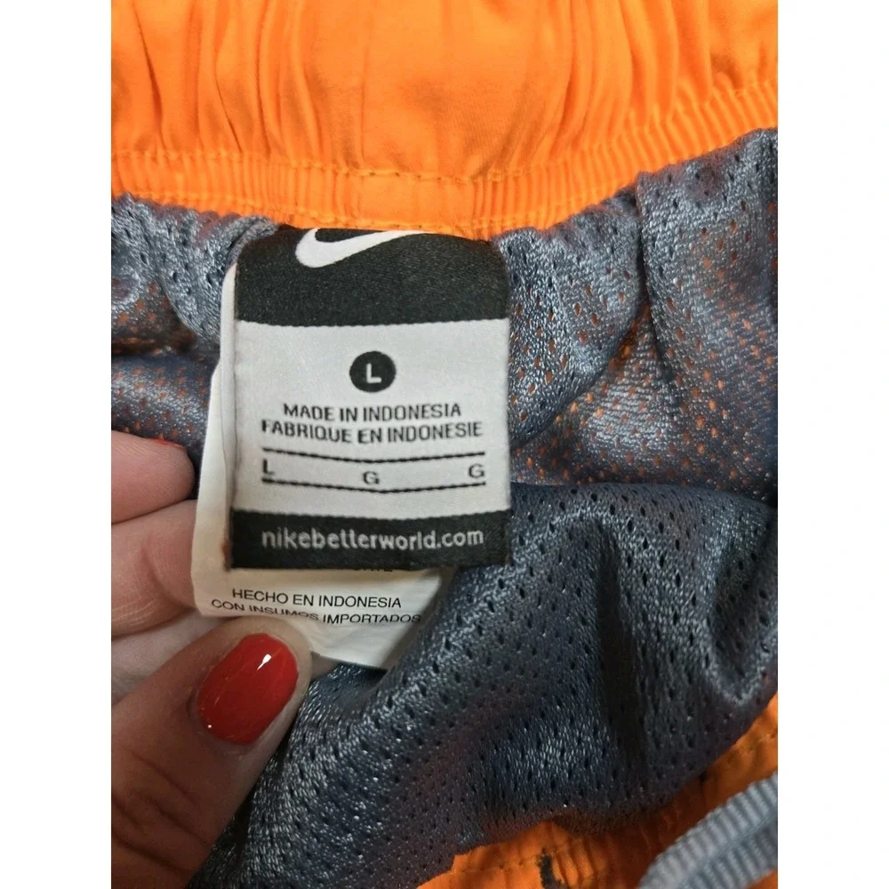 Men's Nike swim trunks Size‎ Large Gray Orange performance swimming Tie Front